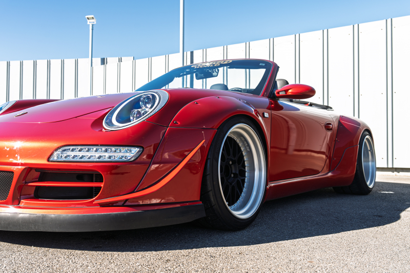 ポルシェ 911(Type997) ｶﾚﾗ4 ｶﾌﾞﾘｵﾚ　RWB997 ﾚｷﾞｭﾗｰﾜｲﾄﾞﾎﾞﾃﾞｨ RWBｺﾗﾎﾞﾚｰｼｮﾝWORK Meister19AW Fﾀﾞｳﾝｻｽ ﾘｱ車高調 黒革 ﾅﾋﾞTV ETC FCLﾘﾝｸﾞｷｾﾉﾝ LEDﾄﾞﾗｲﾋﾞﾝｸﾞﾗｲﾄ&ﾃｰﾙ ﾊﾟﾄﾞﾙｼﾌﾄ