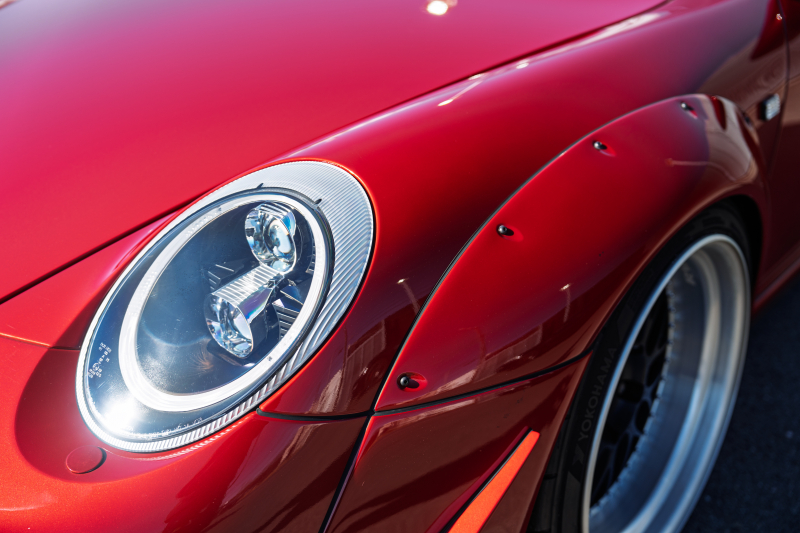 ポルシェ 911(Type997) ｶﾚﾗ4 ｶﾌﾞﾘｵﾚ　RWB997 ﾚｷﾞｭﾗｰﾜｲﾄﾞﾎﾞﾃﾞｨ RWBｺﾗﾎﾞﾚｰｼｮﾝWORK Meister19AW Fﾀﾞｳﾝｻｽ ﾘｱ車高調 黒革 ﾅﾋﾞTV ETC FCLﾘﾝｸﾞｷｾﾉﾝ LEDﾄﾞﾗｲﾋﾞﾝｸﾞﾗｲﾄ&ﾃｰﾙ ﾊﾟﾄﾞﾙｼﾌﾄ