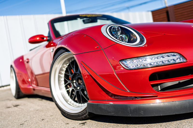 ポルシェ 911(Type997) ｶﾚﾗ4 ｶﾌﾞﾘｵﾚ　RWB997 ﾚｷﾞｭﾗｰﾜｲﾄﾞﾎﾞﾃﾞｨ RWBｺﾗﾎﾞﾚｰｼｮﾝWORK Meister19AW Fﾀﾞｳﾝｻｽ ﾘｱ車高調 黒革 ﾅﾋﾞTV ETC FCLﾘﾝｸﾞｷｾﾉﾝ LEDﾄﾞﾗｲﾋﾞﾝｸﾞﾗｲﾄ&ﾃｰﾙ ﾊﾟﾄﾞﾙｼﾌﾄ