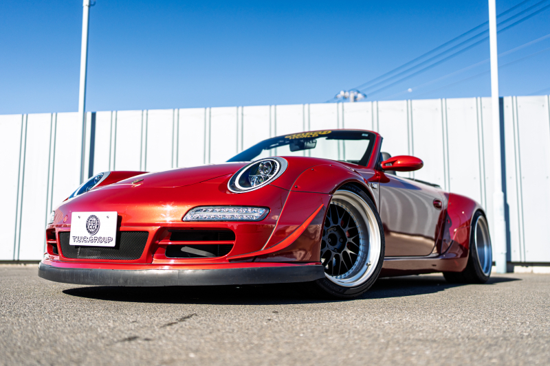 ポルシェ 911(Type997) ｶﾚﾗ4 ｶﾌﾞﾘｵﾚ　RWB997 ﾚｷﾞｭﾗｰﾜｲﾄﾞﾎﾞﾃﾞｨ RWBｺﾗﾎﾞﾚｰｼｮﾝWORK Meister19AW Fﾀﾞｳﾝｻｽ ﾘｱ車高調 黒革 ﾅﾋﾞTV ETC FCLﾘﾝｸﾞｷｾﾉﾝ LEDﾄﾞﾗｲﾋﾞﾝｸﾞﾗｲﾄ&ﾃｰﾙ ﾊﾟﾄﾞﾙｼﾌﾄ